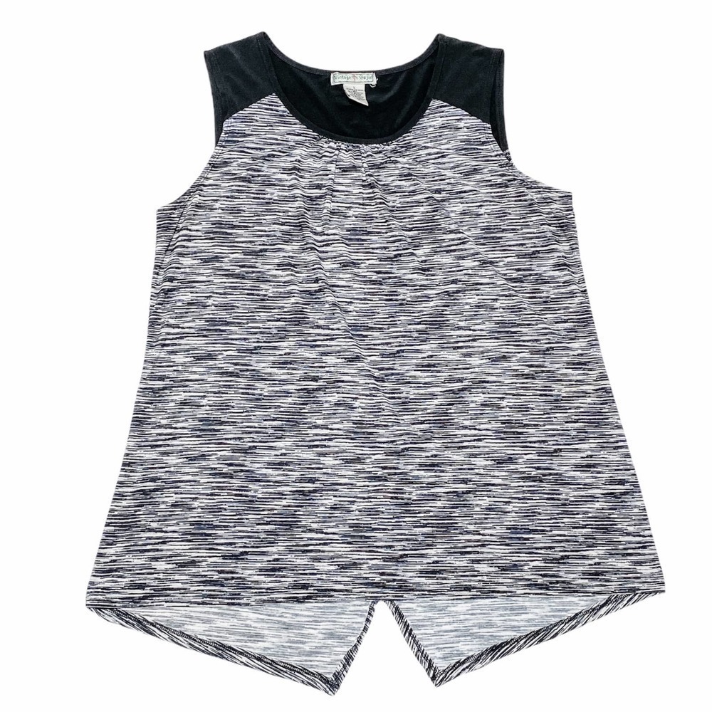 VINTAGE Suzie Black White Heathered Sleeveless Top - Picture 6 of 11